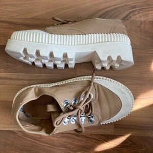 JEFFREY CAMPBELL taupe/brown sneakers. worn twice. ankle will reshape once worn